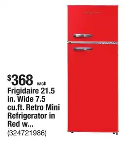 The Home Depot Frigidaire 21.5 in. Wide 7.5 cu.ft. Retro Mini Refrigerator in Red with Top Freezer offer