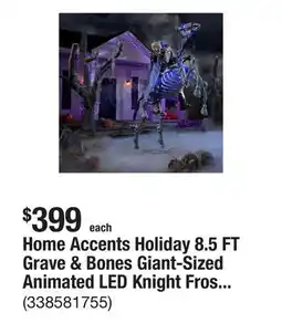 The Home Depot Home Accents Holiday 8.5 FT Grave & Bones Giant-Sized Animated LED Knight Frostbane offer