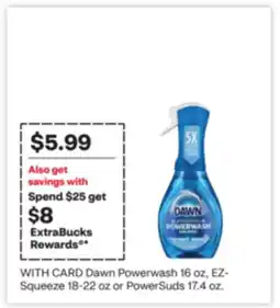 CVS Dawn Powerwash 16 oz, EZ-Squeeze 18-22 oz or PowerSuds 17.4 oz offer