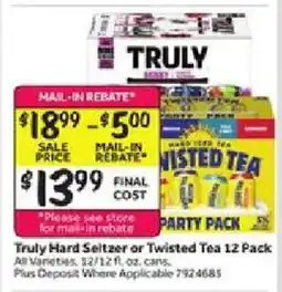 Stop&Shop Truly Seltzer or Twisted Tea 12 Pack offer