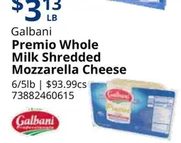 Restaurant Depot Galbani Premio Whole Milk Shredded Mozzarella Cheese offer