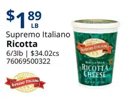 Restaurant Depot Supremo Italiano Ricotta offer