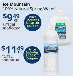 Restaurant Depot Ice Mountain 100% Natural Spring Water offer