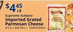 Restaurant Depot Supremo Italiano Imported Grated Parmesan Cheese offer