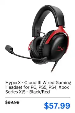 Best Buy Hyperx cloud iii wired gaming headset for pc, ps5, ps4, xbox series x|s - black/red offer