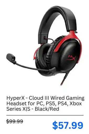 Hyperx cloud iii wired gaming headset for pc, ps5, ps4, xbox series x|s - black/red