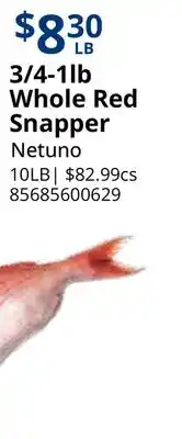 Restaurant Depot 3/4-1lb Whole Red Snapper offer