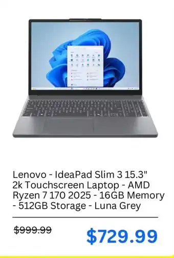 Lenovo ideaPad Slim 3 15.3" 2k Touchscreen Laptop
