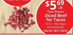 Restaurant Depot Two Rivers Diced Beef for Tacos offer