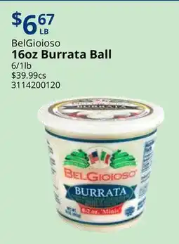 Restaurant Depot BelGioioso 16oz Burrata Ball offer