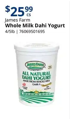 Restaurant Depot James Farm Whole Milk Dahi Yogurt offer