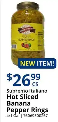 Restaurant Depot Supremo Italiano Hot Sliced Banana Pepper Rings offer