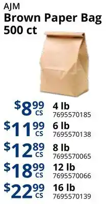 Restaurant Depot AJM Brown Paper Bag offer