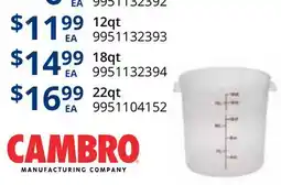 Restaurant Depot CAMBRO MANUFACTURING COMPANY offer