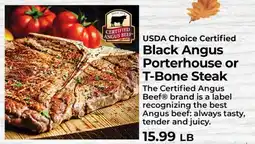 Sunset Foods USDA Choice Certified Black Angus Porterhouse or T-Bone Steak offer