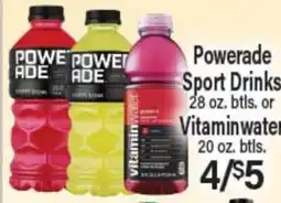 Angelo Caputo's Fresh Market Powerade Sport Drinks 28 oz. btls. or Vitaminwater 20 oz. btls offer