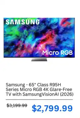 Best Buy Samsung 65" Class R95H Series Micro RGB 4K Glare-Free TV with SamsungVisionAI offer