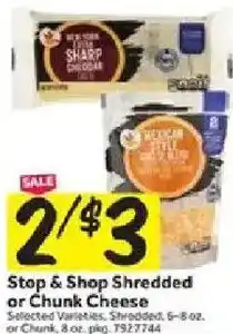 Stop&Shop Stop & Shop Shredded or Chunk Cheese offer