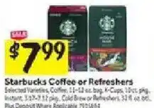 Stop&Shop Starbucks Coffee or Refreshers offer