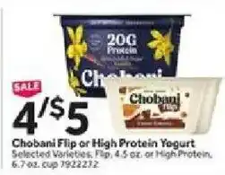 Stop&Shop Chobani Flip or High Protein Yogurt offer