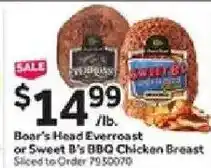 Stop&Shop Boar's Head Everroast or Sweet B's BBQ Chicken Breast offer