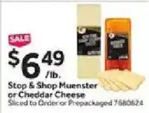 Stop&Shop Stop & Shop Muenster or Cheddar Cheese offer