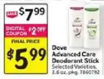 Stop&Shop Dove Advanced Care Deodorant Stick offer