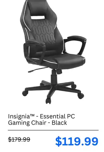 Insignia™ - Essential PC Gaming Chair - Black