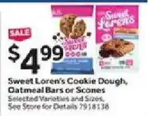 Stop&Shop Sweet Loren's Cookie Dough, Oatmeal Bars or Scones offer