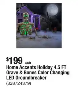 The Home Depot Home Accents Holiday 4.5 FT Grave & Bones Color Changing LED Groundbreaker offer