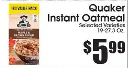 Supremo Foods Inc Quaker Instant Oatmeal offer