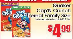 Supremo Foods Inc Quaker Cap'N Crunch Cereal Family Size offer