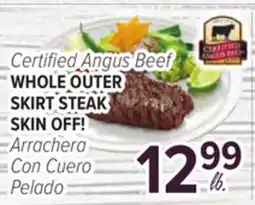 Cermak Fresh Market Certified Angus Beef WHOLE OUTER SKIRT STEAK SKIN OFF! offer