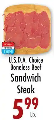 Garden Fresh Market U.S.D.A. Choice Boneless Beef Sandwich Steak offer