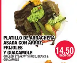 Carnicerias Jimenez PLATILLO DE ARRACHERA ASADA CON ARROZ, FRIJOLES Y GUACAMOLE offer