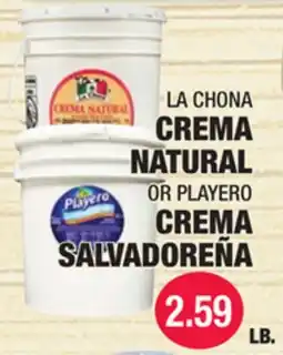Carnicerias Jimenez LA CHONA CREMA NATURAL OR PLAYERO CREMA SALVADOREÑA offer