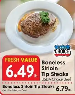 Great Valu Markets Boneless Sirloin Tip Steaks offer