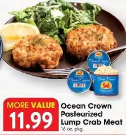 Great Valu Markets Ocean Crown Pasteurized Lump Crab Meat offer