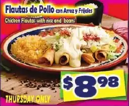 Savers Cost Plus Chicken Flautas with rice and beans offer