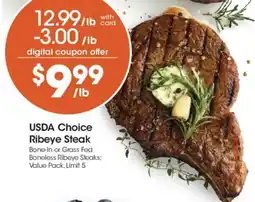 Ralphs Usda choice ribeye steak offer