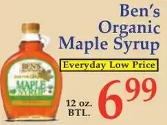DeMoulas Market Basket Ben's organic maple syrup offer