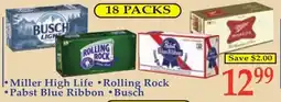 DeMoulas Market Basket Miller High Life, Rolling Rock, Pabst Blue Ribbon, Busch offer