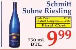 DeMoulas Market Basket Schmitt Sohne Riesling offer