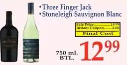 DeMoulas Market Basket Three Finger Jack Stoneleigh Sauvignon Blanc offer