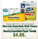 Robert Fresh Market Charmin Essentials Bath Tissue or Bounty Essentials Paper Towels offer