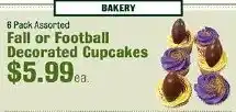 Robert Fresh Market Bakery Fall or Football Decorated Cupcakes offer