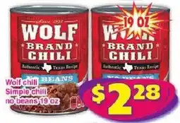 Savers Cost Plus Wolf brand chili offer