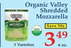 DeMoulas Market Basket Organic Valley Shredded Mozzarella offer