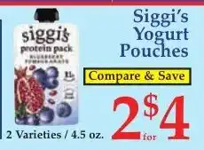 DeMoulas Market Basket Siggi's Yogurt Pouches offer