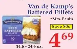 DeMoulas Market Basket Van de Kamp's Battered Fillets offer